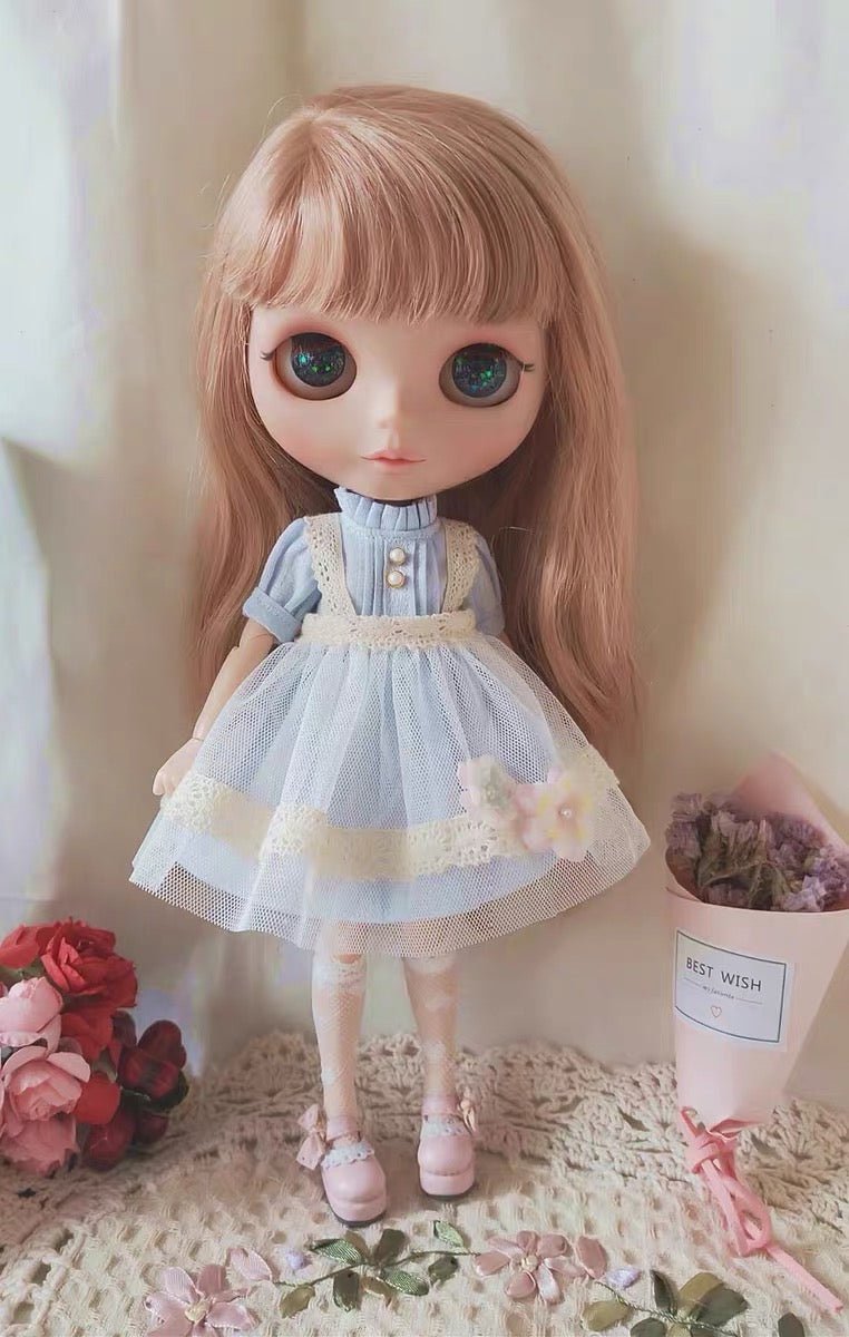 Pink Dress Night Dress for Blythe,BJD 1/6 Doll Clothes Customized 017 - 图片 4