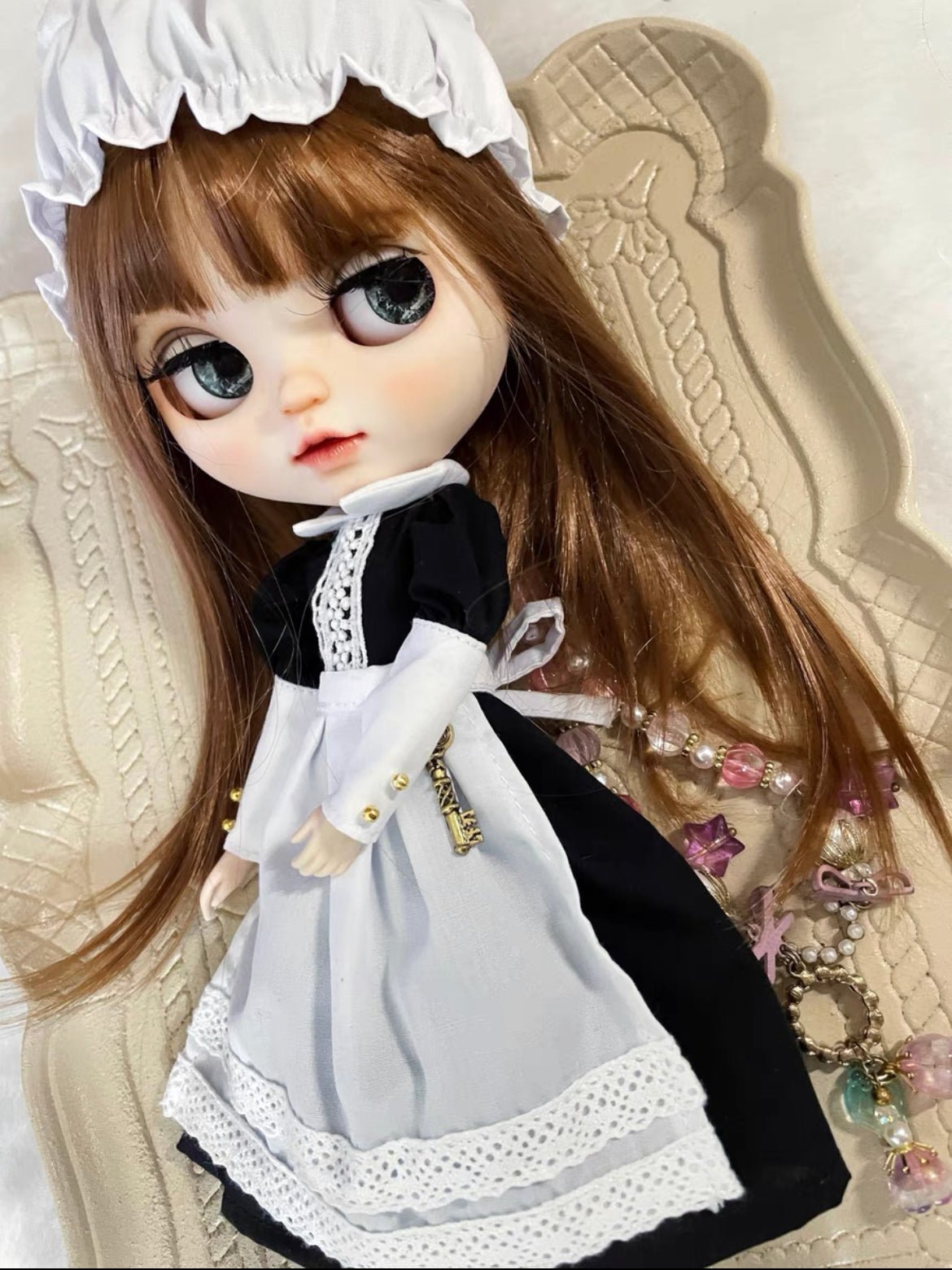 White Long Dress Night Dress for Blythe,BJD 1/6 Doll Clothes Customized 09 - 图片 2