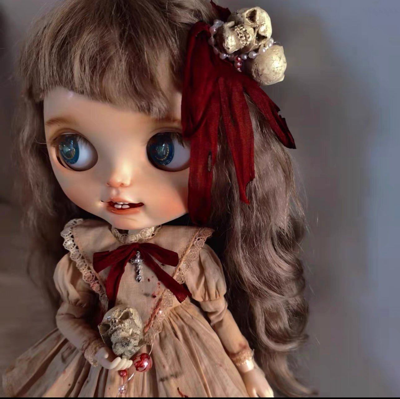 Halloween Blooded Long Dress Night Dress for Blythe,BJD 1/6 Doll Clothes Customized 03 - 图片 2