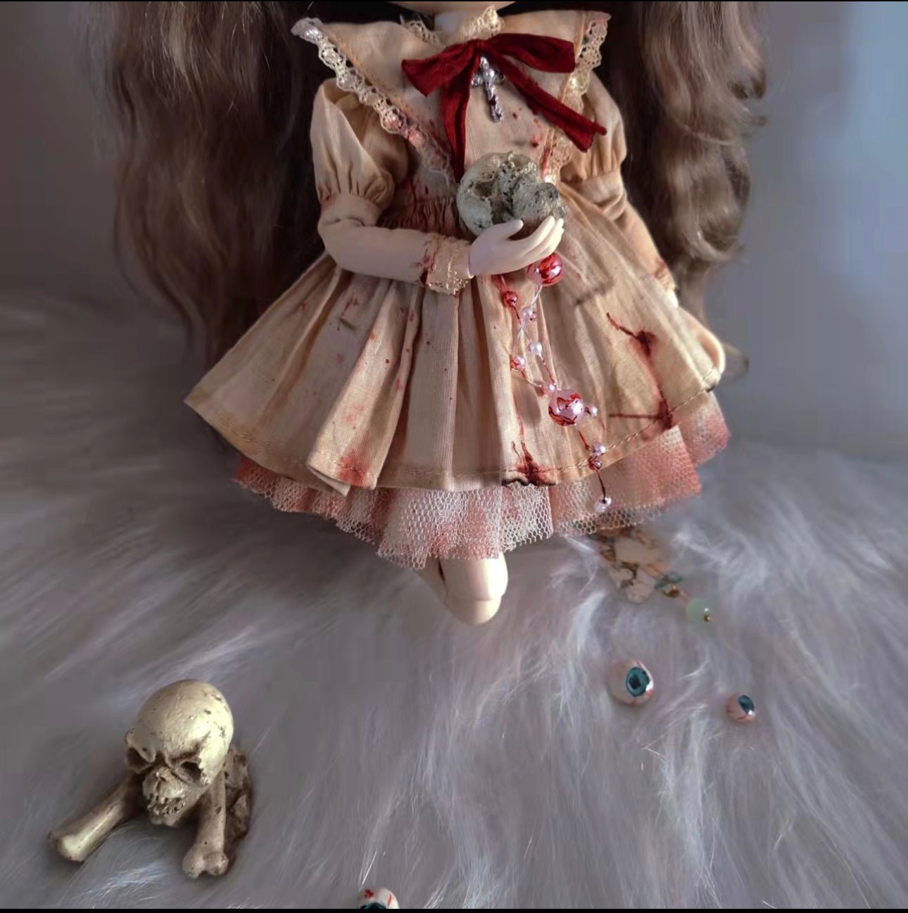 Halloween Blooded Long Dress Night Dress for Blythe,BJD 1/6 Doll Clothes Customized 03 - 图片 3