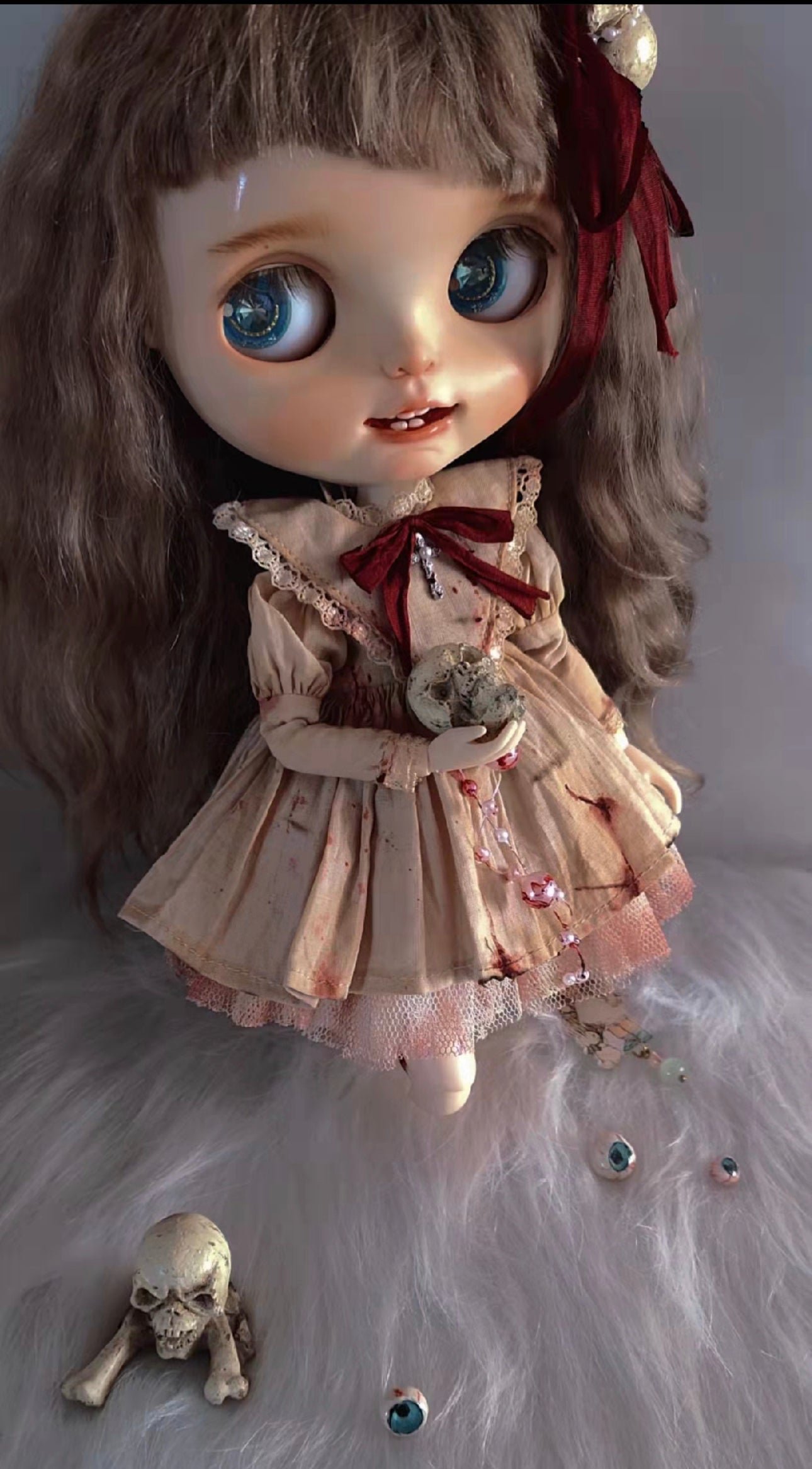 Halloween Blooded Long Dress Night Dress for Blythe,BJD 1/6 Doll Clothes Customized 03